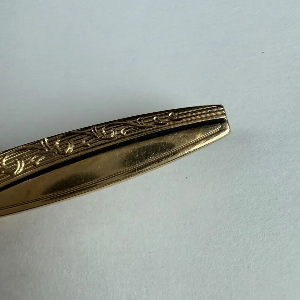 Vintage Anson Gold Tone Tie Clip Engraved Floral Design 2 Inches